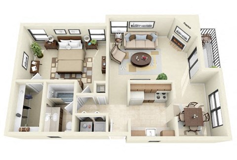 Floor plan for 1 bed, 1 bath, 816 sqft